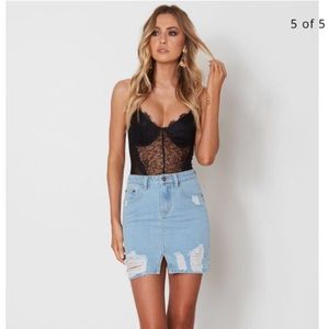 New White Fox Boutique Denim Mini Skirt